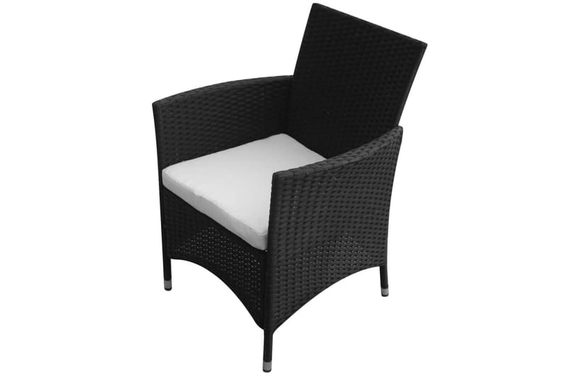 Utendørs spisestue med puter 5 deler polyrotting svart - Loungebord & Sofabord utendørs - Balkongbord