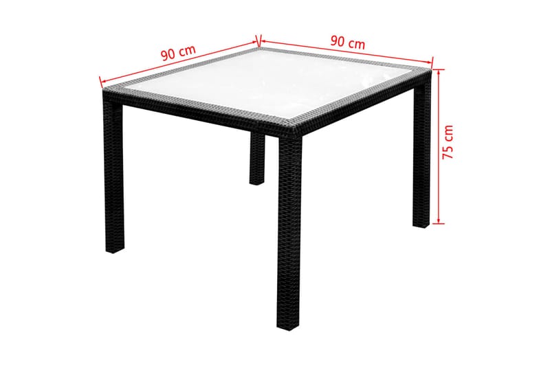Utendørs spisestue med puter 5 deler polyrotting svart - Loungebord & Sofabord utendørs - Balkongbord