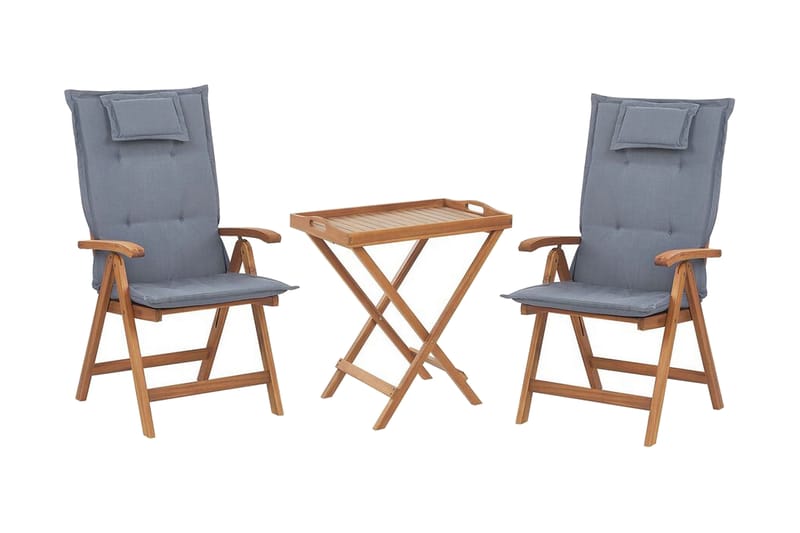 Balkongsett av bord och 2 stoler blå JAVA - Tre/natur - Balkonggrupper - Cafesett