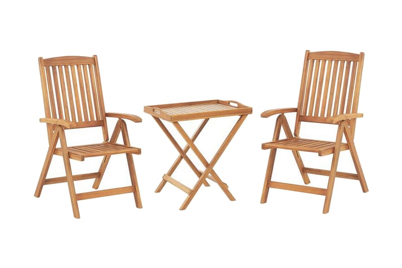 Balkongsett av bord och 2 stoler gråbeige JAVA - Tre/natur - Hagemøbler - Balkong - Balkongmøbler - Balkonggrupper