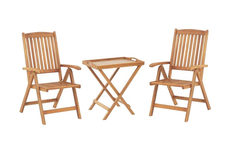 Balkongsett av bord och 2 stoler gråbeige JAVA - Tre/natur - Balkonggrupper - Cafesett