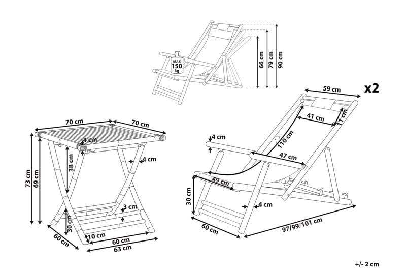 Balkongsett Hvit/ beige ATRANI / SPELLO - Beige - Hagemøbler - Balkong - Balkongmøbler - Balkonggrupper