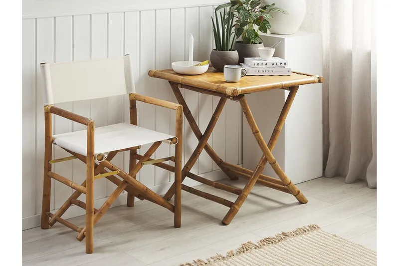 Balkongsett Hvit/ beige MOLISE / SPELLO - Tre / Natur - Hagemøbler - Balkong - Balkongmøbler - Balkonggrupper