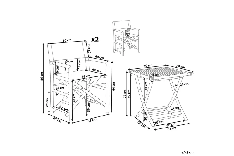 Balkongsett Hvit/ beige MOLISE / SPELLO - Tre / Natur - Hagemøbler - Balkong - Balkongmøbler - Balkonggrupper