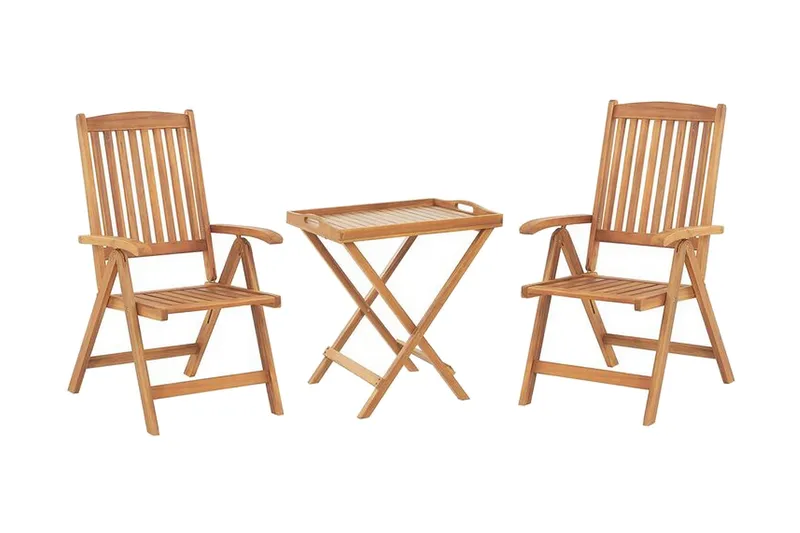 Balkongsett med bord og 2 stoler Hvit JAVA - Tre / Natur - Hagemøbler - Balkong - Balkongmøbler - Balkonggrupper