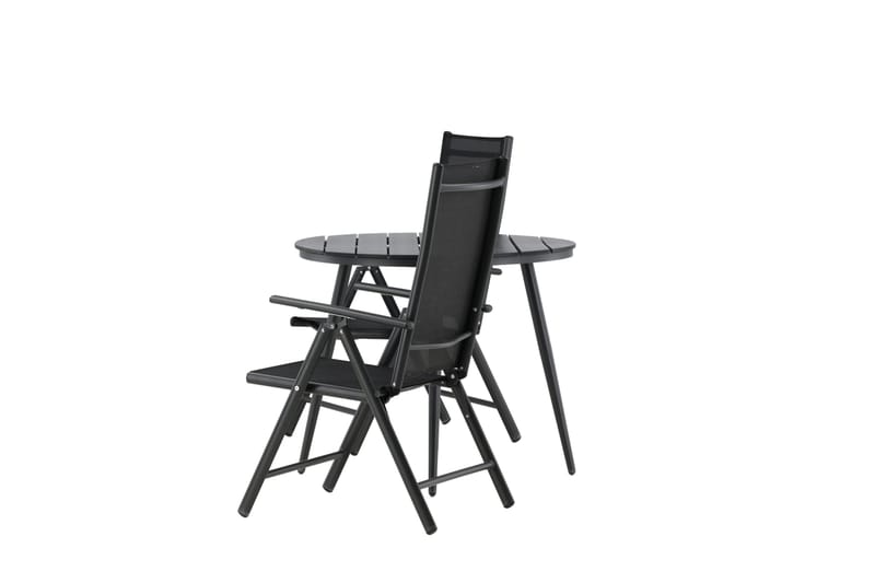 Break Cafésett Rundt Ø90 cm + 2 Break Posisjonsstol - Svart - Hagemøbler - Balkong - Balkongmøbler - Balkonggrupper