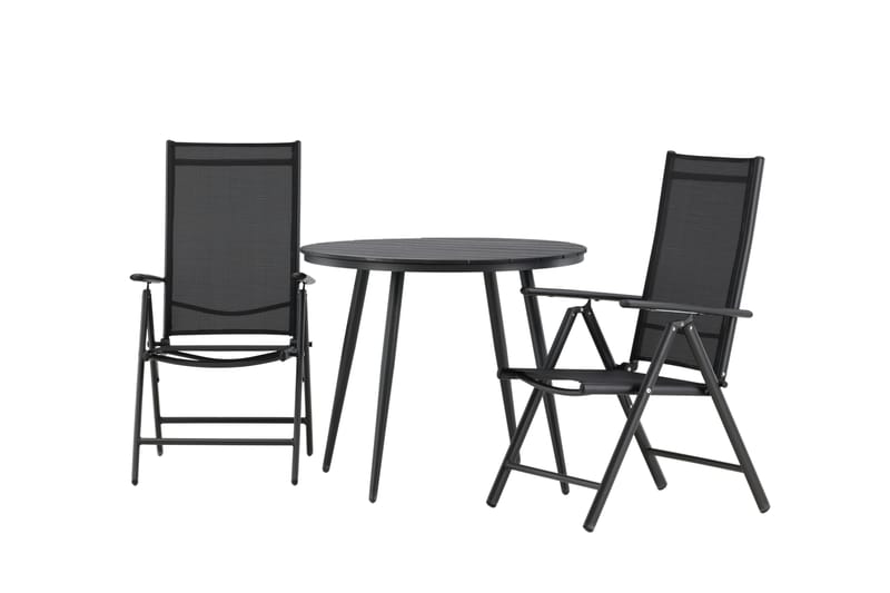 Break Cafésett Rundt Ø90 cm + 2 Break Posisjonsstol - Svart - Hagemøbler - Balkong - Balkongmøbler - Balkonggrupper