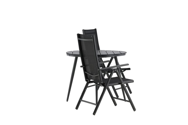 Break Cafésett Rundt Ø90 cm + 2 Break Posisjonsstol - Svart - Hagemøbler - Balkong - Balkongmøbler - Balkonggrupper