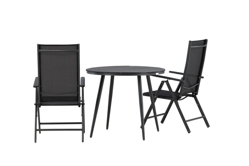 Break Cafésett Rundt Ø90 cm + 2 Break Posisjonsstol - Svart - Hagemøbler - Balkong - Balkongmøbler - Balkonggrupper