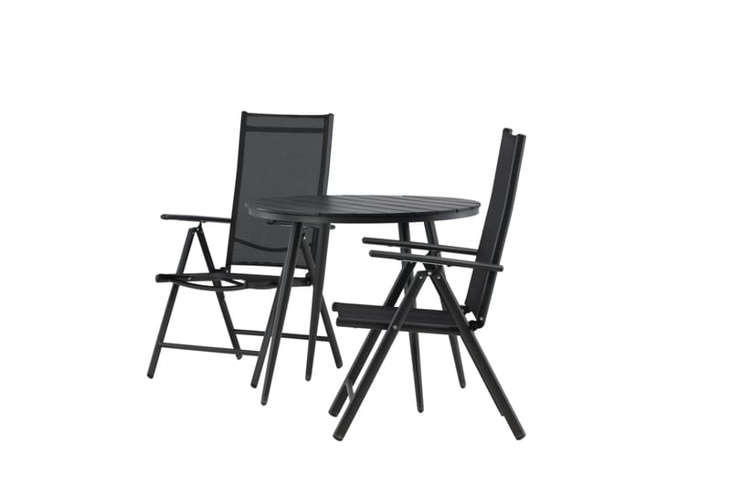Break Cafésett Rundt Ø90 cm + 2 Break Posisjonsstol - Svart - Hagemøbler - Balkong - Balkongmøbler - Balkonggrupper