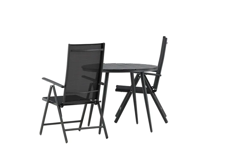 Break Cafésett Rundt Ø90 cm + 2 Break Posisjonsstol - Svart - Hagemøbler - Balkong - Balkongmøbler - Balkonggrupper