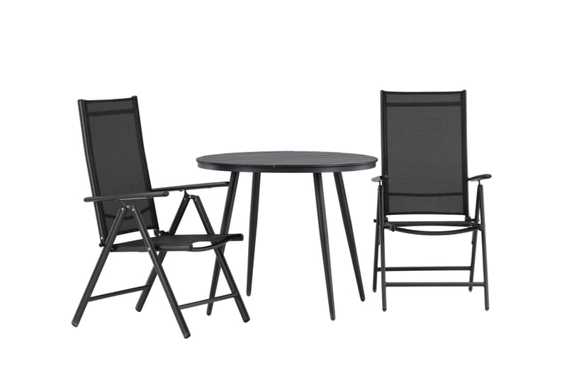 Break Cafésett Rundt Ø90 cm + 2 Break Posisjonsstol - Svart - Hagemøbler - Balkong - Balkongmøbler - Balkonggrupper
