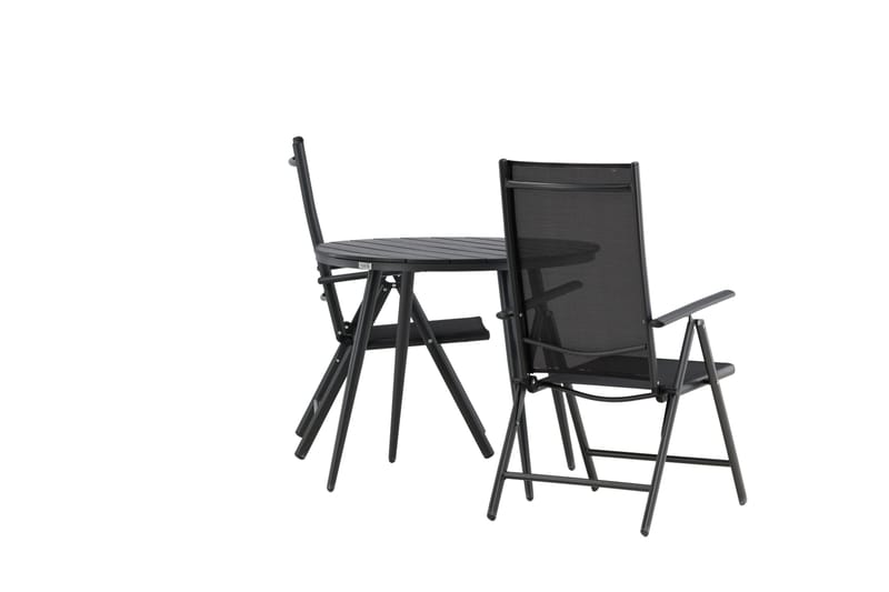 Break Cafésett Rundt Ø90 cm + 2 Break Posisjonsstol - Svart - Hagemøbler - Balkong - Balkongmøbler - Balkonggrupper