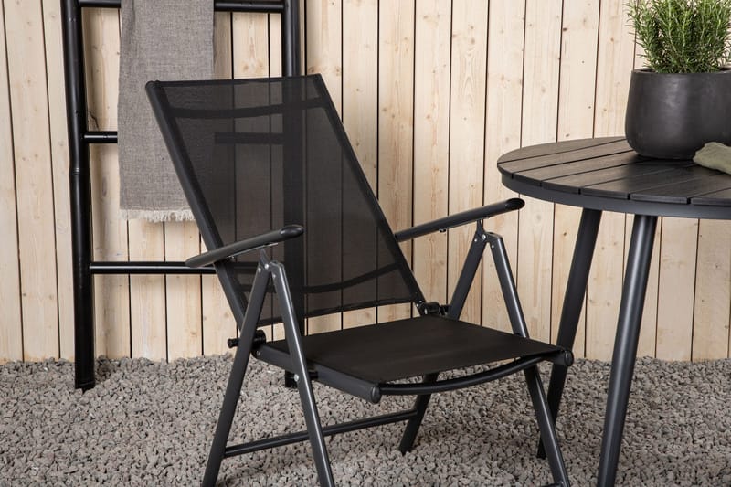 Break Cafésett Rundt Ø90 cm + 2 Break Posisjonsstol - Svart - Hagemøbler - Balkong - Balkongmøbler - Balkonggrupper