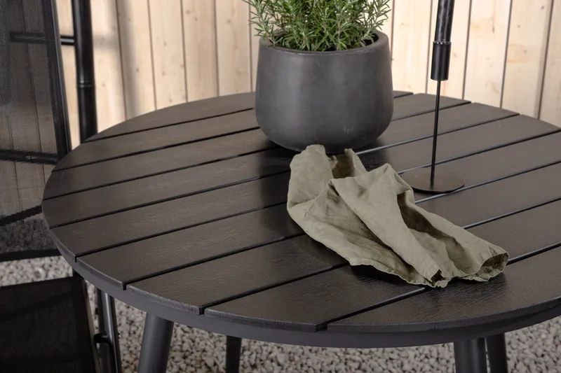 Break Cafésett Rundt Ø90 cm + 2 Break Posisjonsstol - Svart - Hagemøbler - Balkong - Balkongmøbler - Balkonggrupper