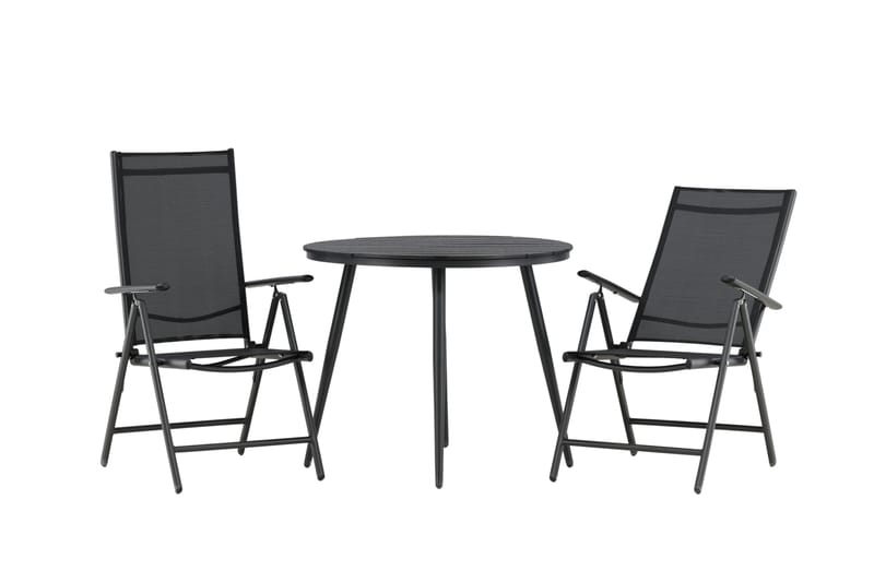 Break Cafésett Rundt Ø90 cm + 2 Break Posisjonsstol - Svart - Hagemøbler - Balkong - Balkongmøbler - Balkonggrupper