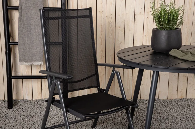 Break Cafésett Rundt Ø90 cm + 2 Break Posisjonsstol - Svart - Hagemøbler - Balkong - Balkongmøbler - Balkonggrupper