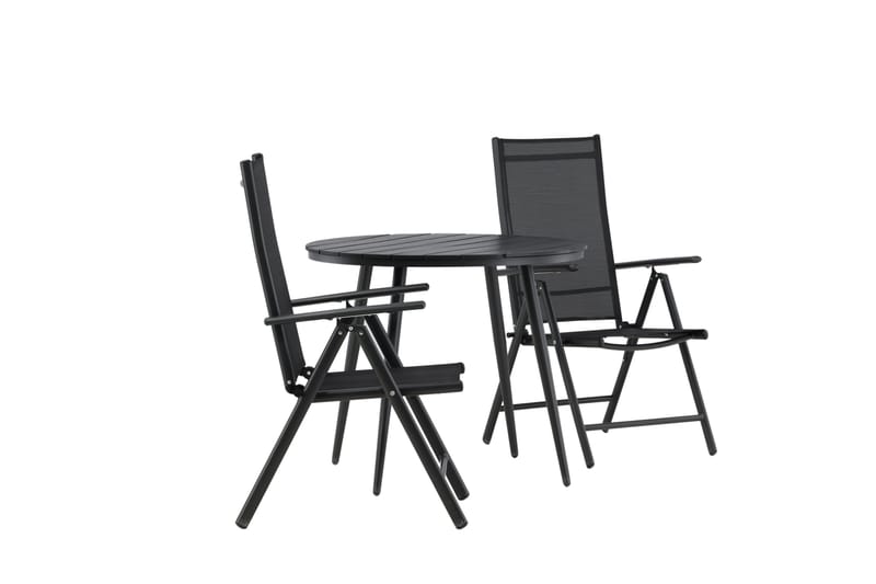 Break Cafésett Rundt Ø90 cm + 2 Break Posisjonsstol - Svart - Hagemøbler - Balkong - Balkongmøbler - Balkonggrupper