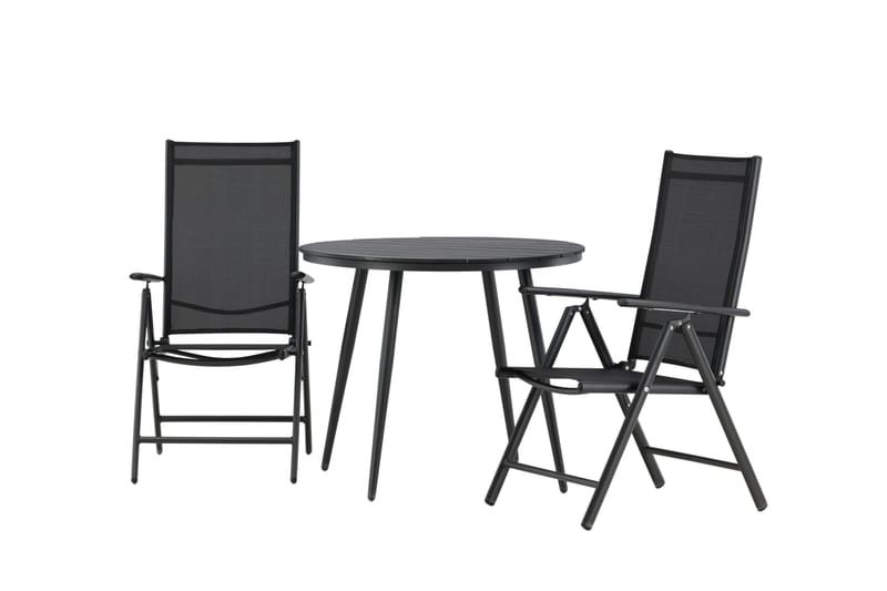 Break Cafésett Rundt Ø90 cm + 2 Break Posisjonsstol - Svart - Hagemøbler - Balkong - Balkongmøbler - Balkonggrupper