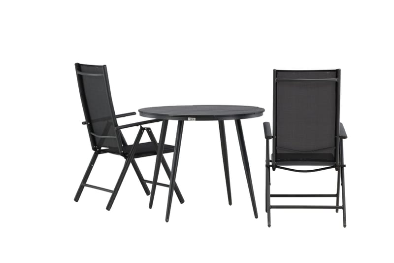 Break Cafésett Rundt Ø90 cm + 2 Break Posisjonsstol - Svart - Hagemøbler - Balkong - Balkongmøbler - Balkonggrupper