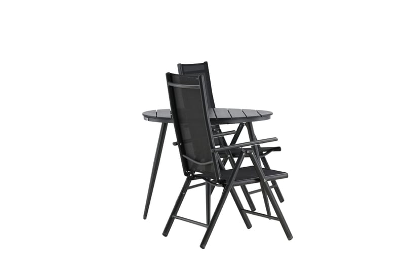 Break Cafésett Rundt Ø90 cm + 2 Break Posisjonsstol - Svart - Hagemøbler - Balkong - Balkongmøbler - Balkonggrupper