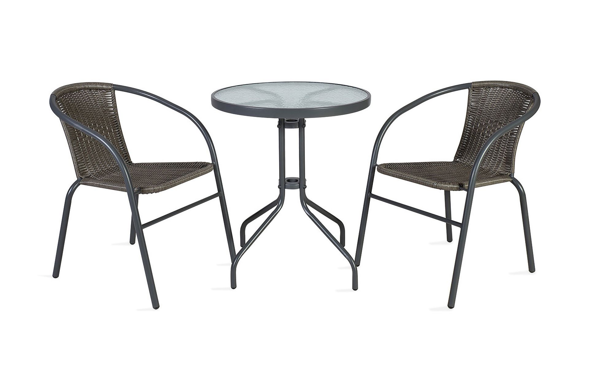 Cafesett BISTRO bord og 2 stoler D60xH70 grå - Hagemøbler - Balkong - Balkongmøbler - Balkonggrupper