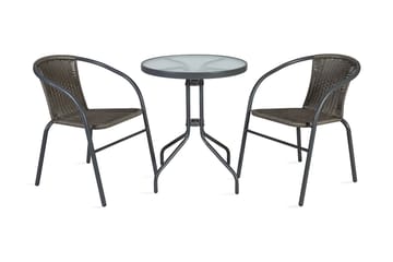 Cafesett BISTRO bord og 2 stoler D60xH70 grå - Hagemøbler - Balkong - Balkongmøbler - Balkonggrupper