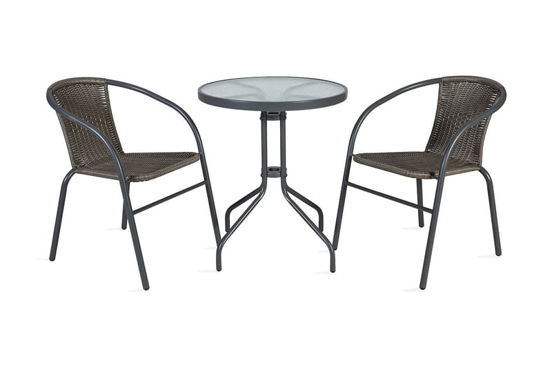 Cafesett BISTRO bord og 2 stoler D60xH70 grå - Hagemøbler - Balkong - Balkongmøbler - Balkonggrupper
