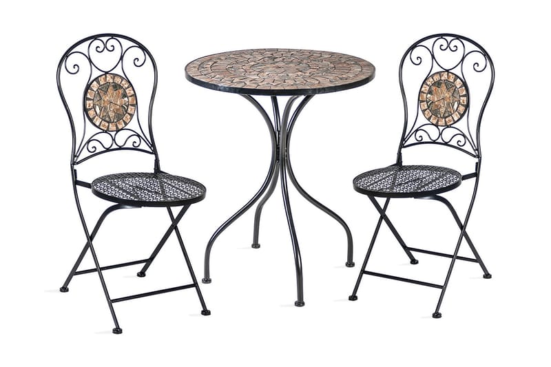 Cafesett MOSAIC bord og 2 stoler D60xH70cm - Hagemøbler - Balkong - Balkongmøbler - Balkonggrupper