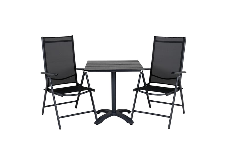 Colorado Cafésett 70 cm + 2 Break Posisjonsstoler - Svart - Hagemøbler - Balkong - Balkongmøbler - Balkonggrupper