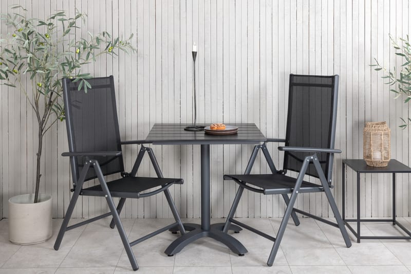 Colorado Cafésett 70 cm + 2 Break Posisjonsstoler - Svart - Hagemøbler - Balkong - Balkongmøbler - Balkonggrupper