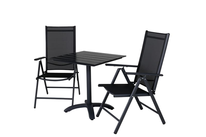 Colorado Cafésett 70 cm + 2 Break Posisjonsstoler - Svart - Hagemøbler - Balkong - Balkongmøbler - Balkonggrupper
