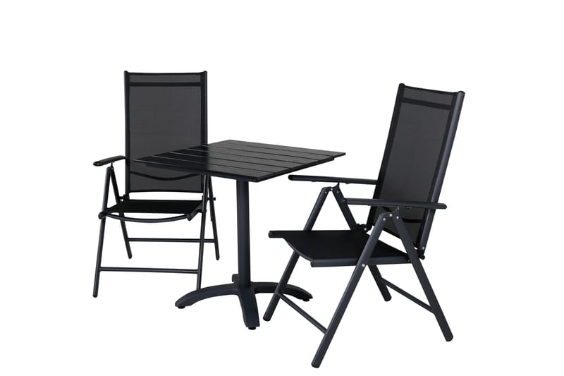 Colorado Cafésett 70 cm + 2 Break Posisjonsstoler Svart - Venture Home - Balkonggrupper - Cafesett