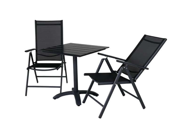 Colorado Cafésett 70 cm + 2 Break Posisjonsstoler - Svart - Hagemøbler - Balkong - Balkongmøbler - Balkonggrupper