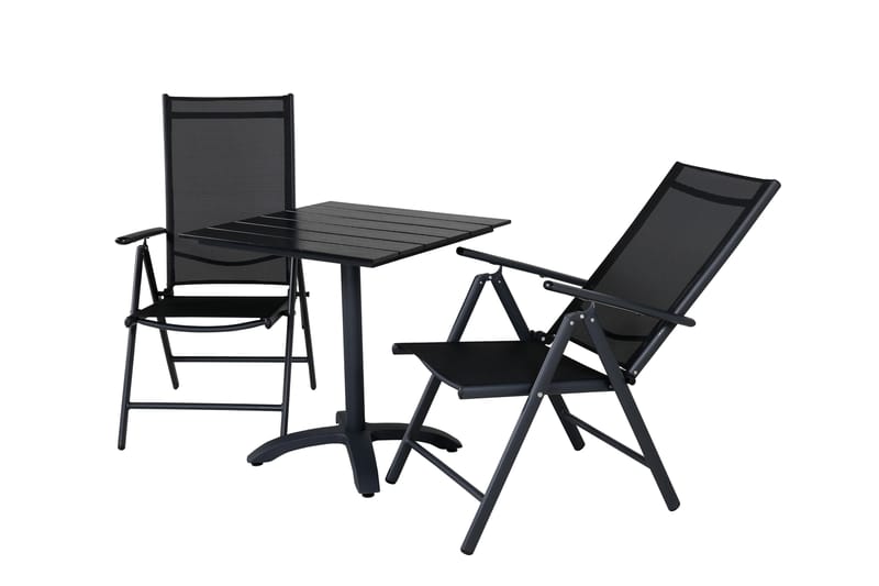 Colorado Cafésett 70 cm + 2 Break Posisjonsstoler Svart - Venture Home - Balkonggrupper - Cafesett