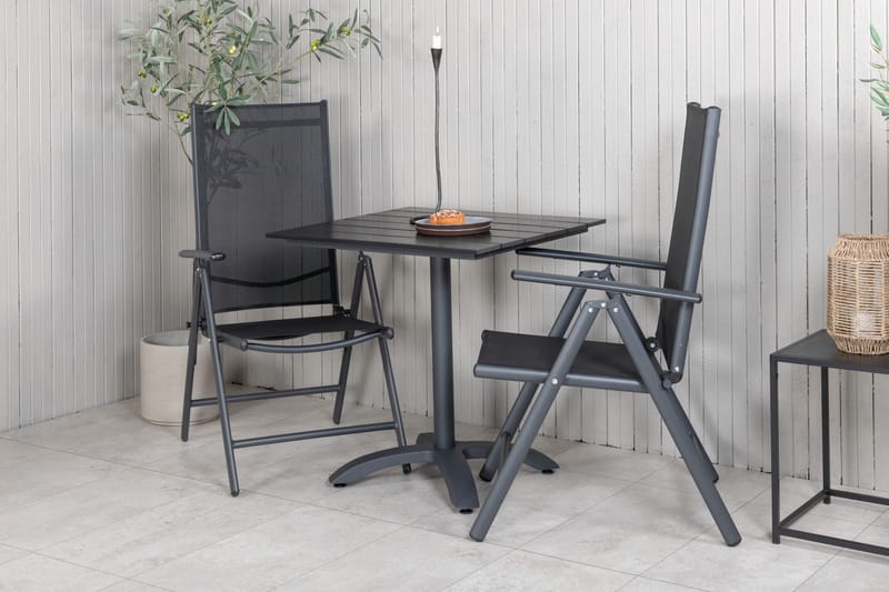 Colorado Cafésett 70 cm + 2 Break Posisjonsstoler - Svart - Hagemøbler - Balkong - Balkongmøbler - Balkonggrupper