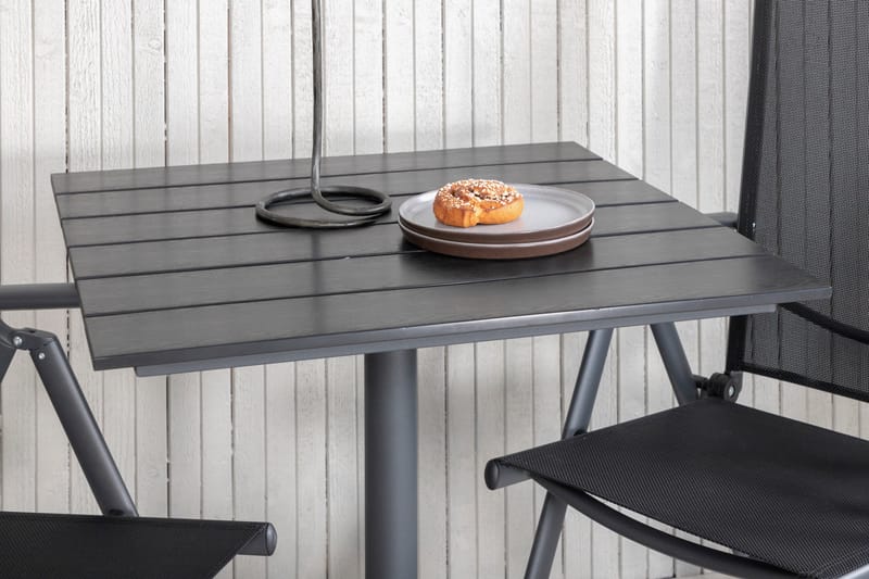 Colorado Cafésett 70 cm + 2 Break Posisjonsstoler - Svart - Hagemøbler - Balkong - Balkongmøbler - Balkonggrupper