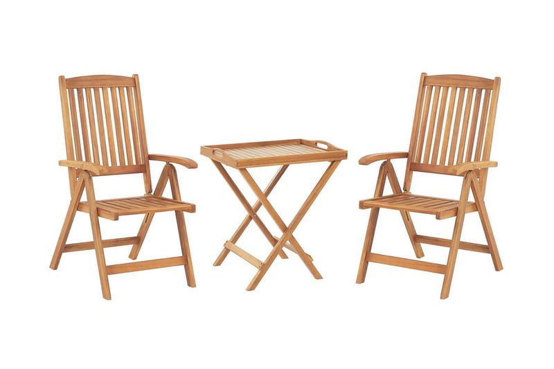 Hagemøbelsett av bord og 2 stoler JAVA - Tre/natur - Balkonggrupper - Cafesett