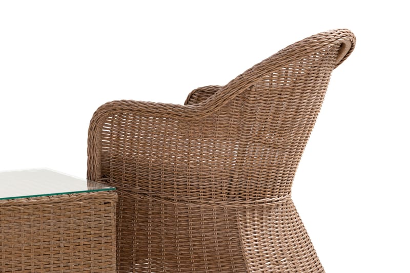 Marcus Cafésett med 2 Light Lenestoler m Pute - Natur - Hagemøbler - Balkong - Balkongmøbler - Balkonggrupper