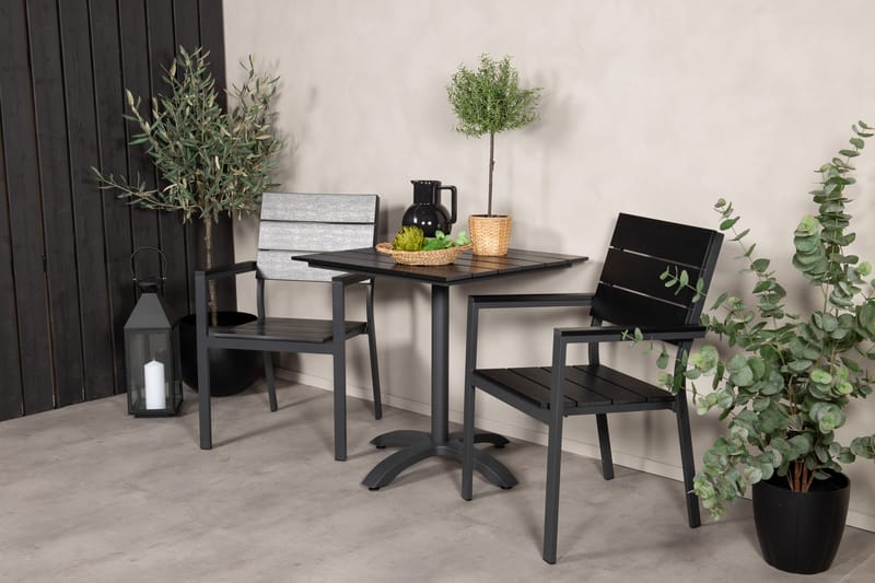 Norfolk Cafégruppe + 2 Konob Stoler - Svart - Hagemøbler - Balkong - Balkongmøbler - Balkonggrupper