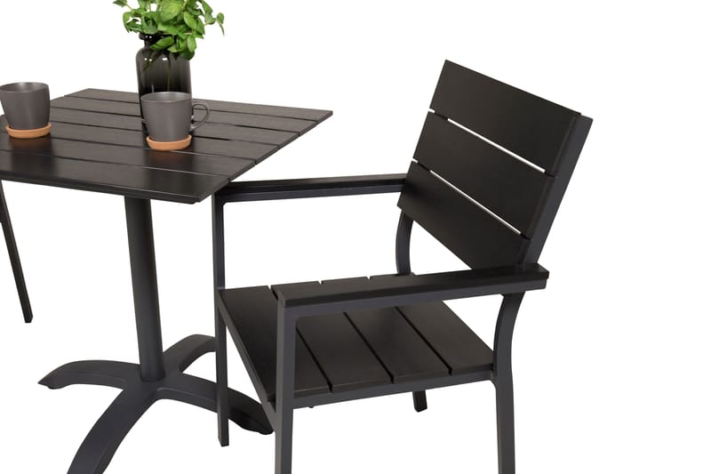 Norfolk Cafégruppe + 2 Konob Stoler - Svart - Hagemøbler - Balkong - Balkongmøbler - Balkonggrupper