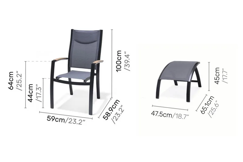 Panama Cafésett 50x50 cm + 2 Stoler Grå - Lifestyle Garden - Hagemøbler - Balkong - Balkongmøbler - Balkonggrupper