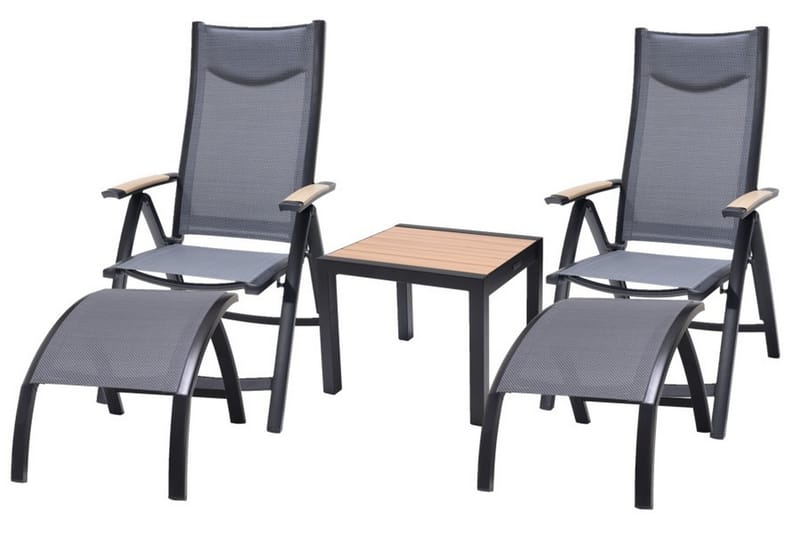 Panama Cafésett 50x50 cm + 2 Stoler Svart - Lifestyle Garden - Hagemøbler - Balkong - Balkongmøbler - Balkonggrupper