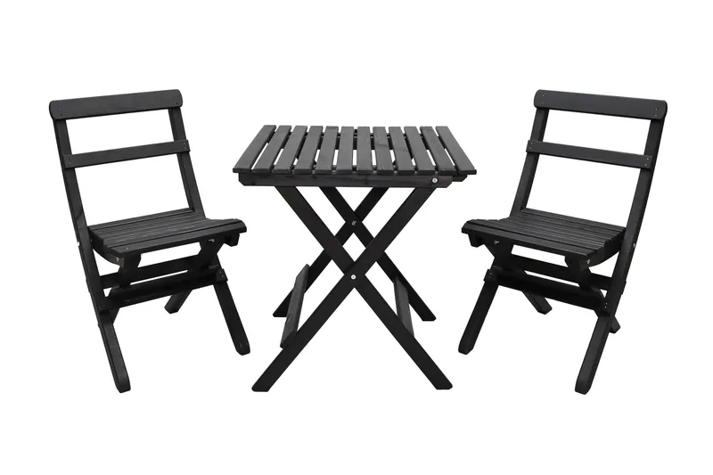 Wilma Cafésett 65x65 cm + 2 Stoler Grå/Hvit, Baltic Garden