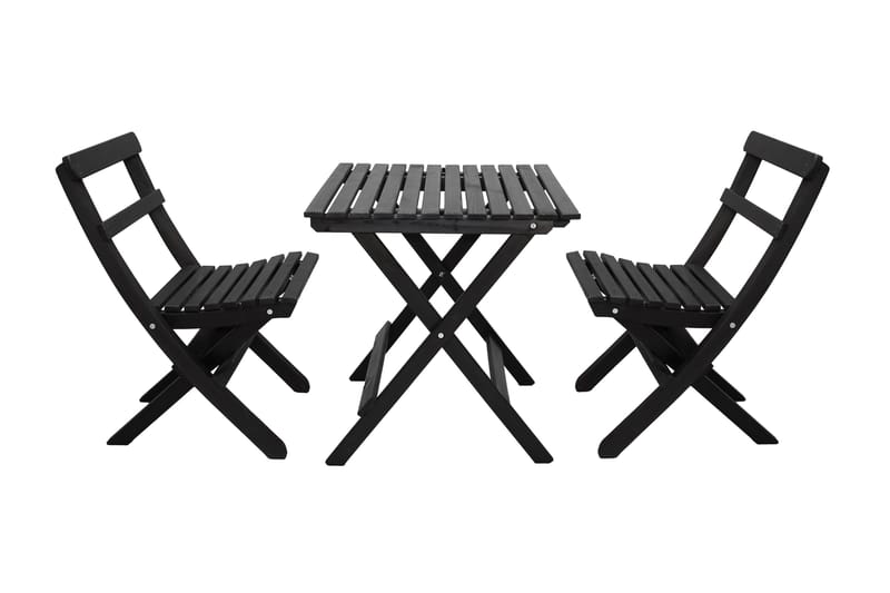 Wilma Cafésett 65x65 cm + 2 Stoler Grå/Hvit - Baltic Garden - Hagemøbler - Balkong - Balkongmøbler - Balkonggrupper