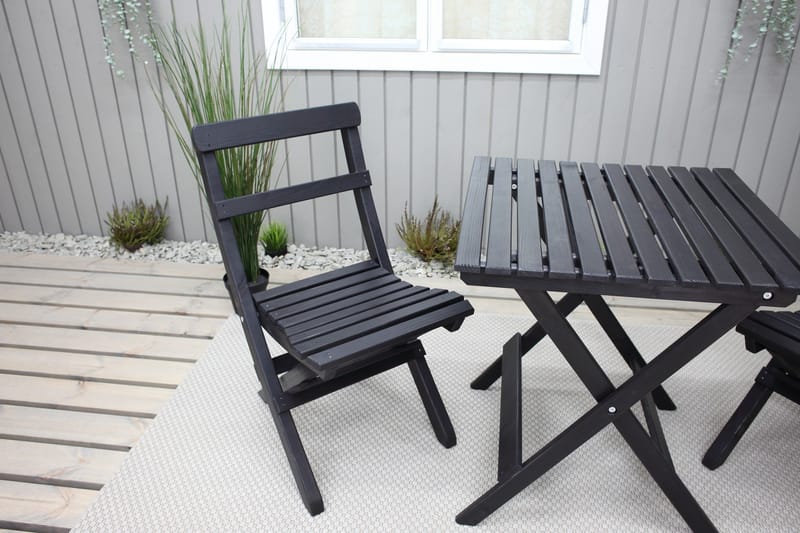 Wilma Cafésett 65x65 cm + 2 Stoler Grå/Hvit - Baltic Garden - Hagemøbler - Balkong - Balkongmøbler - Balkonggrupper