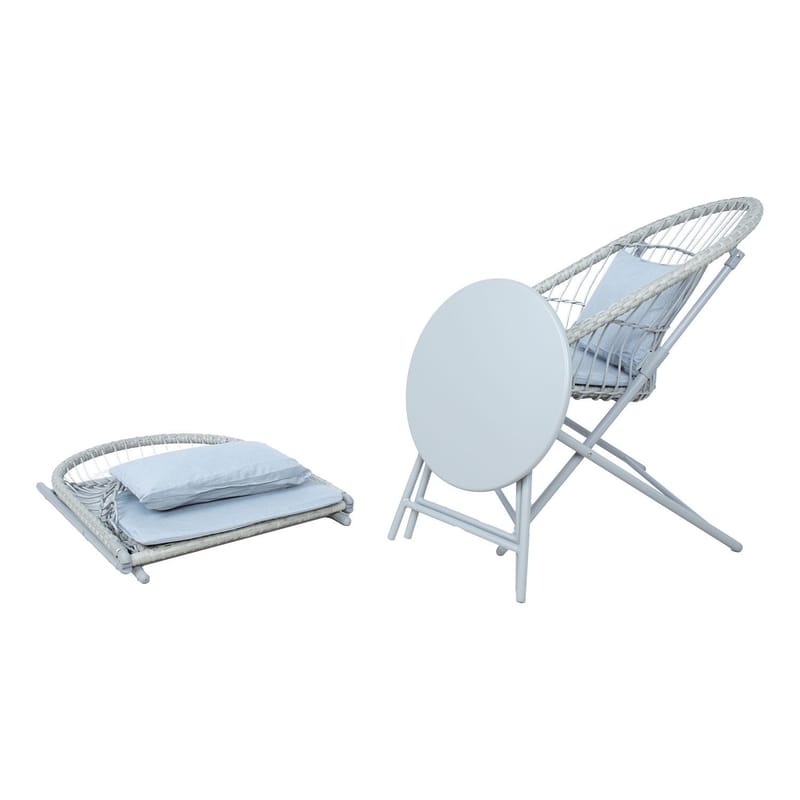 Balkongsett HOME4YOU Yolanda 2 stoler og bord lysegrå - lys grå - Hagemøbler - Balkong - Balkongmøbler - Balkonggrupper