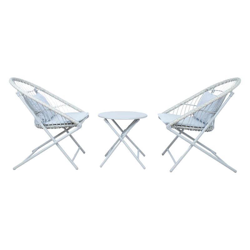 Balkongsett HOME4YOU Yolanda 2 stoler og bord lysegrå - lys grå - Hagemøbler - Balkong - Balkongmøbler - Balkonggrupper