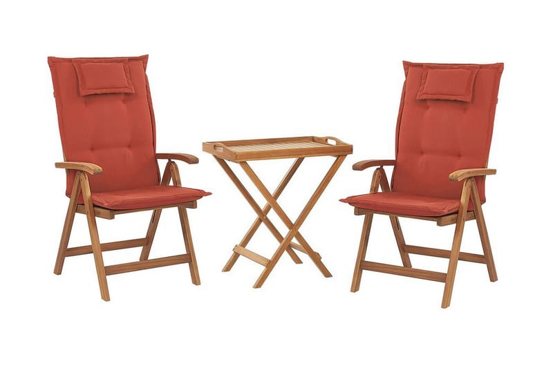 Balkongsett med bord og 2 stoler rød JAVA - Tre / Natur - Cafesett - Balkonggrupper