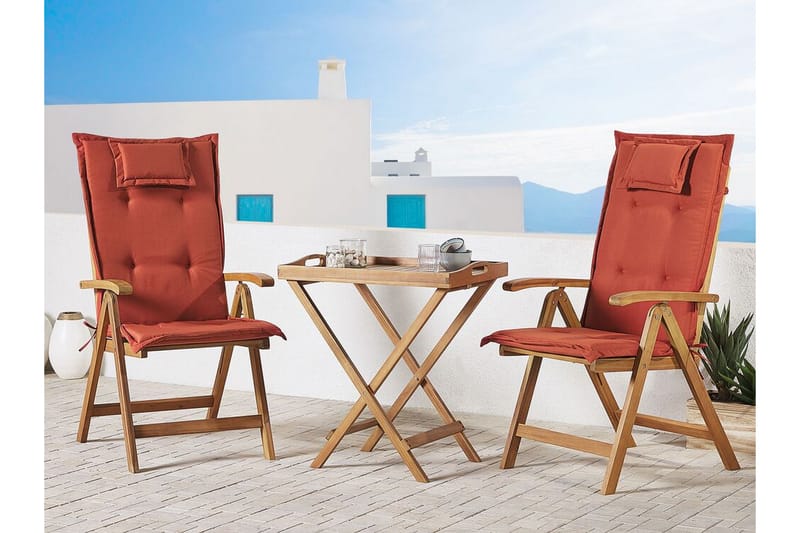 Balkongsett med bord og 2 stoler rød JAVA - Tre / Natur - Balkonggrupper - Cafesett